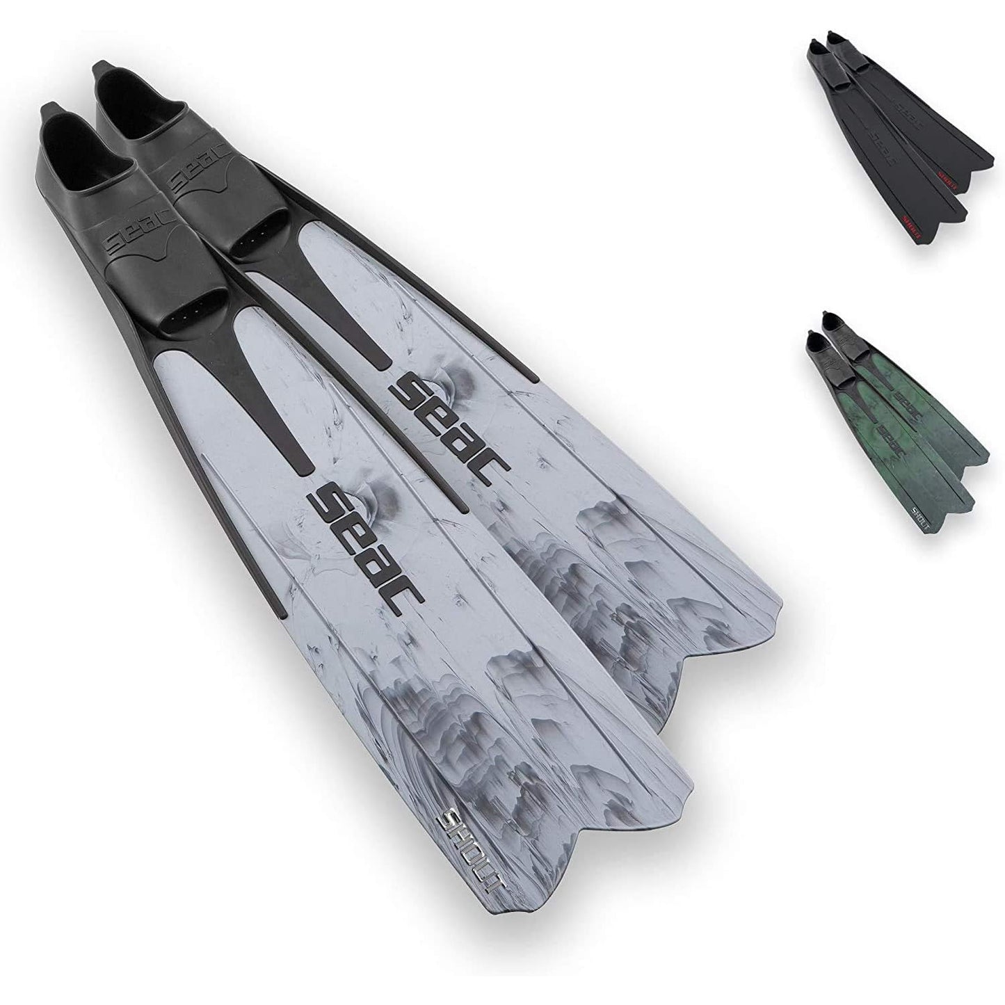 SEAC Shout Adult Long Fins for Scuba Diving, Freediving and Spearfishing (9.5-10)