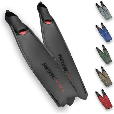 Seac Motus Italian Design Long Blade Fin for Spearfishing and Freediving Fins (9.5-10)