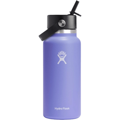 Hydro Flask 32 oz Wide Mouth with Flex Straw Cap Stainless Steel Reusable Water Bottle Lupine - Vacuum Insulated, Dishwasher Safe, BPA-Free, Non-Toxic