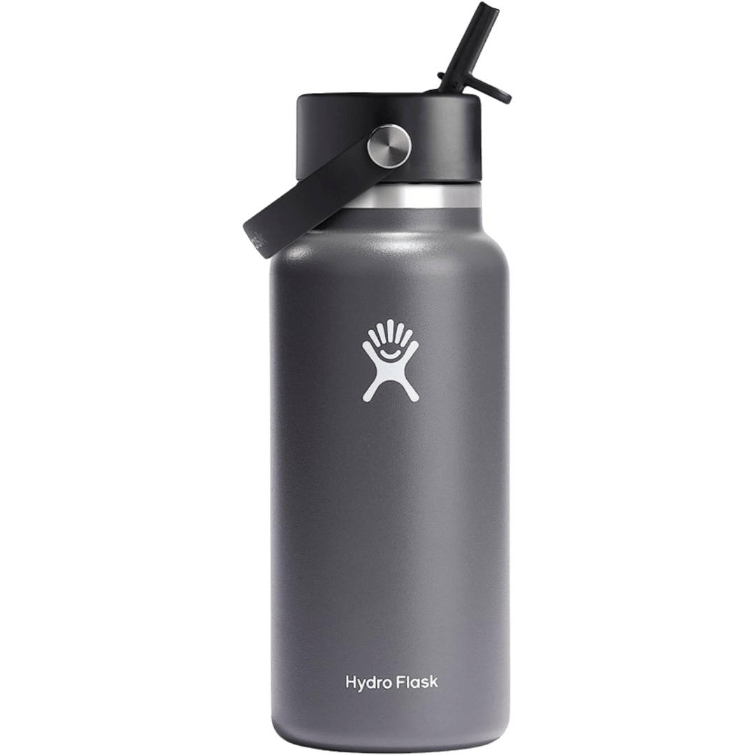 Hydro Flask 32 oz Wide Mouth with Flex Straw Cap Stainless Steel Reusable Water Bottle Stone - Vacuum Insulated, Dishwasher Safe, BPA-Free, Non-Toxic