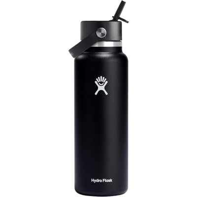 Hydro Flask 40 OZ WIDE FLEX STRAW CAP BLACK With Double-wall