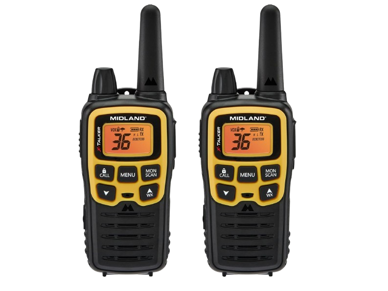 Midland® - T61VP3 X-TALKER - Two-Way Radio - 36 Channel FRS- Long Range Walkie Talkie, 121 Privacy Codes, & NOAA Weather Scan & Alert Black/Yellow, 2-Pack