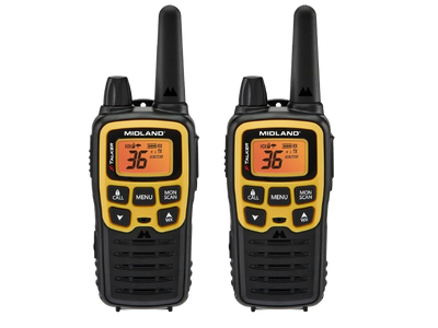 Midland® - T61VP3 X-TALKER - Two-Way Radio - 36 Channel FRS- Long Range Walkie Talkie, 121 Privacy Codes, & NOAA Weather Scan & Alert Black/Yellow, 2-Pack