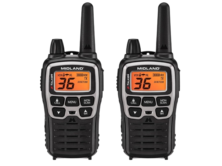 Midland® T71VP3 X-TALKER Long Range Walkie Talkie - FRS Two-Way Radio for Camping Overlanding Rock Crawling - NOAA Weather Scan - 36 Channels and 121 Privacy Codes Black/Silver 2 Pack