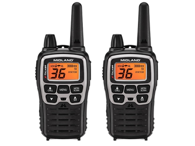 Midland® T71VP3 X-TALKER Long Range Walkie Talkie - FRS Two-Way Radio for Camping Overlanding Rock Crawling - NOAA Weather Scan - 36 Channels and 121 Privacy Codes Black/Silver 2 Pack