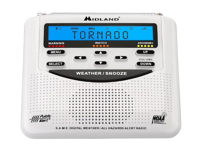 Midland - WR120B - NOAA Emergency Radio - Weather Alerts - Localized Programming, Trilingual Display, 60+ Emergency Life-Saving Alerts, Alarm, Selectable Alert Tone