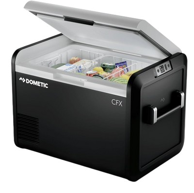 DOMETIC CFX3 55-Liter Portable Refrigerator and Freezer with ICE Maker, Powered by AC/DC or Solar