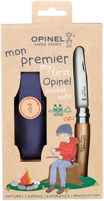 Opinel My First No. 7 Box Set with Sheath - Stainless Steel Children’s Folding Pocket Knife with Safety Rounded Tip