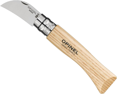 Opinel No. 7 Folding Chestnut and Garlic Knife, European Chestnut Wood Handle, 12C27 Stainless Steel Blade