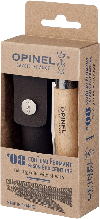 Opinel No. 08 Stainless Steel Folding Knife with Sheath