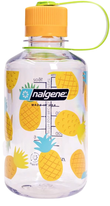 Nalgene Sustain Tritan BPA-Free Water Bottle Made with Material Derived from 50% Plastic Waste, 16 OZ, Narrow Mouth, Pineapple