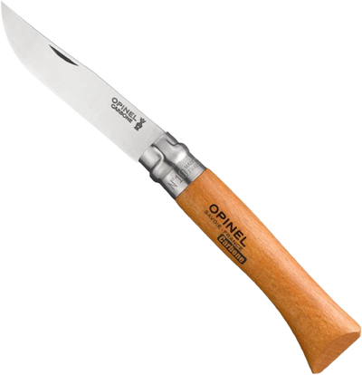 Opinel No. 12 Degree Bechwood Handle Carbon Steel Knife, 12 cm Blade