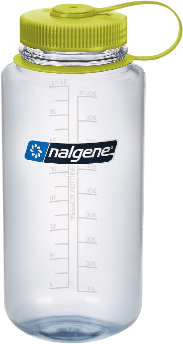 Nalgene Sustain Tritan BPA-Free Water Bottle Made with Material Derived from 50% Plastic Waste, 32 OZ, Wide Mouth, Clear