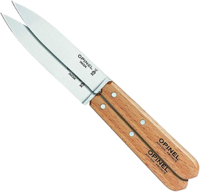 Opinel No. 112 Paring Knives 2 Piece Set, High Carbon Steel Everyday Use Prep Knives for Chopping, Peeling, Slicing, Trimming, Stabilized Sustainably Harvested Beechwood Handles, Made in France