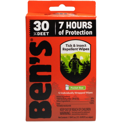Ben's Insect Repellent Wipes - 30 Percent DEET - Package of 12