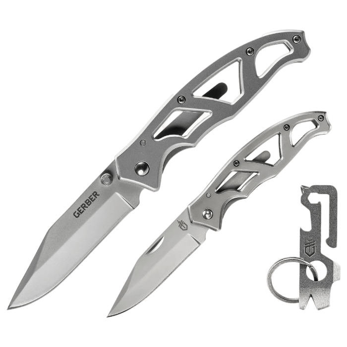 Gerber Paraframe, Mini Paraframe, and Mullet Keychain Tool Folding Knife Combo