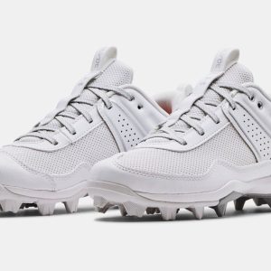 WOMEN'S UA GLYDE RM SOFTBALL CLEAT - WHITE/METALLIC SILVER