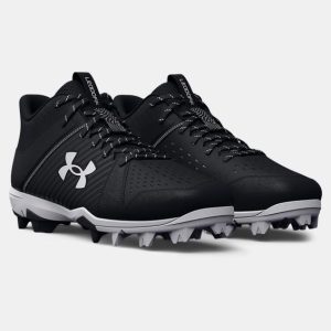 MEN'S UA LEADOFF MID RM BASEBALL CLEAT - BLACK/WHITE
