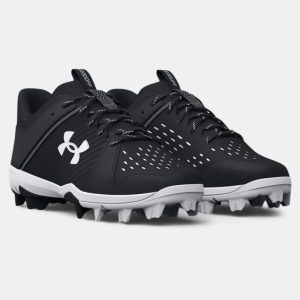 KIDS' UA LEADOFF LOW RM JR. BASEBALL CLEAT - BLACK/WHITE