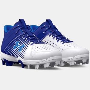 KIDS' UA LEADOFF MID RM JR. BASEBALL CLEAT - ROYAL/NAVY