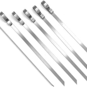 STAINLESS STEEL FLAT SKEWERS, SET OF 6, 12.5 IN LENGTH
