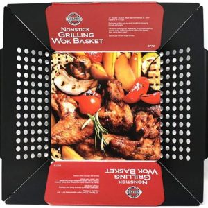 NONSTICK GRILLING WOK BASKET, 12" X 12", FOR BBQ