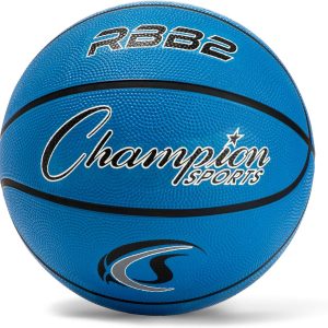 JUNIOR SIZE 5 RUBBER BASKETBALL, BLUE