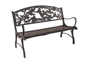 GARDEN BENCH CAST IRON HUMMINGBIRD
