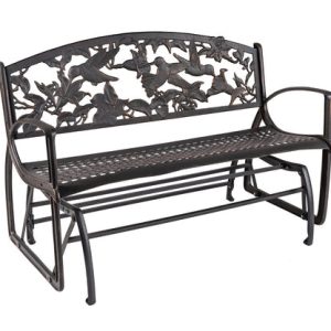 GLIDER BENCH CAST IRON HUMMINGBIRD