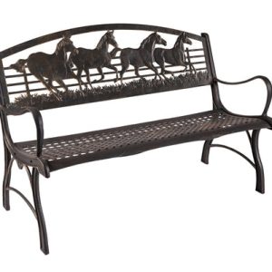 GARDEN BENCH CAST IRON RUNNING HORSE