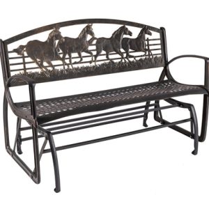 GLIDER BENCH CAST IRON RUNNING HORSE