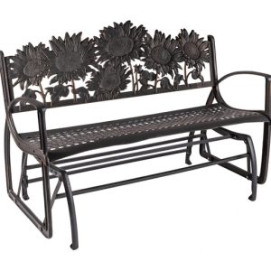 GLIDER BENCH CAST IRON SUNFLOWER