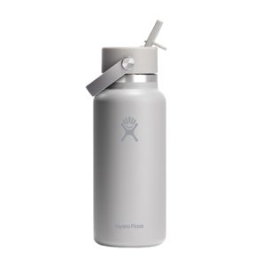 Hydro Flask Water Bottle - Wide Mouth Flex Straw Lid 32 Oz Tonal Birch