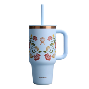Hydro Flask 32 Oz Travel Tumbler with Handle Lid and Straw Insulated Stainless Steel in Western Light Blue