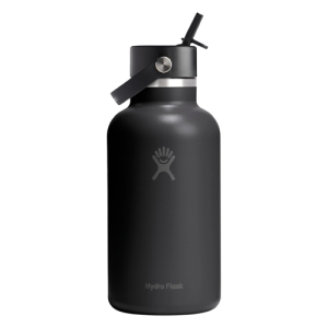 Hydro Flask Insulated Stainless Steel Water Bottle 64 Oz Tonal Black with Wide Straw Lid Leakproof