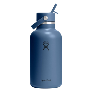 Hydro Flask Insulated Stainless Steel Water Bottle 64 Oz Harbor Blue with Wide Straw Lid Leakproof
