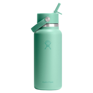 Hydro Flask Insulated Stainless Steel Water Bottle 32 Oz Mermaid Green with Wide Mouth Flex Straw Lid Leakproof