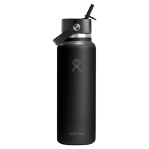 Hydro Flask Insulated Stainless Steel Water Bottle 40 Oz Tonal Black with Wide Straw Lid Leakproof