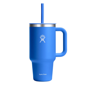 Hydro Flask Insulated Stainless Steel Travel Tumbler 32 Oz Blue with Handle Lid and Straw