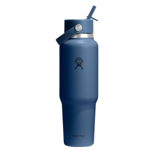 Hydro Flask 40 oz Travel Water Bottle with Wide Straw Lid - Insulated Stainless Steel Harbor Blue