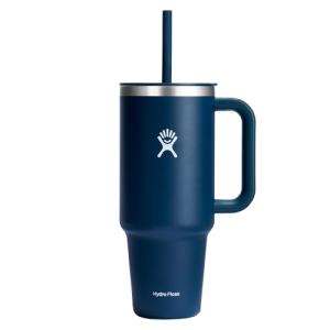 Hydro Flask 40 oz Travel Tumbler with Handle Lid and Straw - Insulated Stainless Steel Indigo Blue