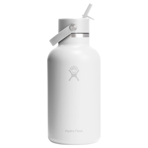 Hydro Flask 64 oz Water Bottle with Wide Straw Lid - Insulated Stainless Steel Tonal White