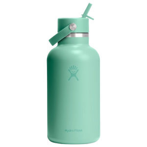 Hydro Flask 64 oz Water Bottle with Wide Straw Lid - Insulated Stainless Steel Mermaid Green