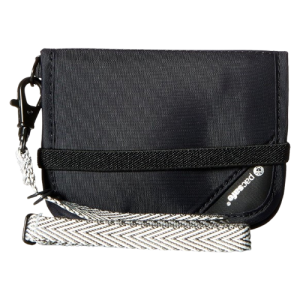 Pacsafe RFIDsafe V50 Anti-Theft Travel Wallet - RFID Blocking Compact Wallet with Security Strap - Black